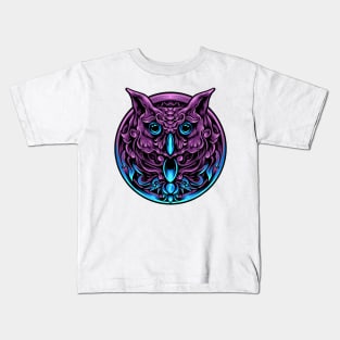 Owl Head With Ornament Fantasy Artsy Style Kids T-Shirt